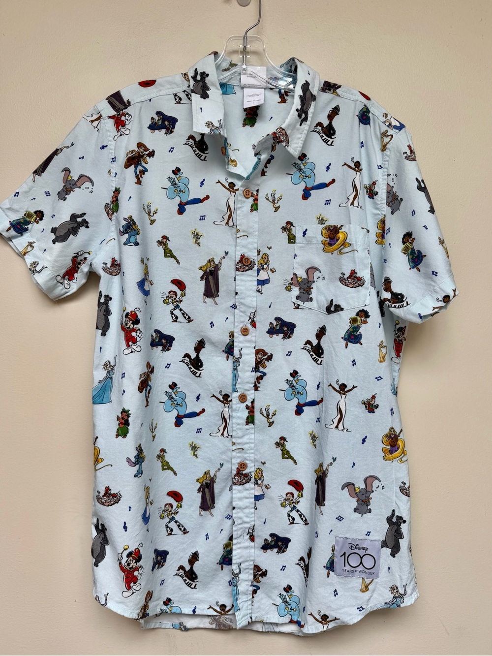 Disney 100 all over print button down shirt | Size L